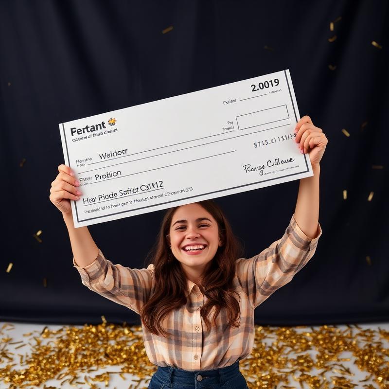 Priya Raghunathan holding an oversized winner's cheque